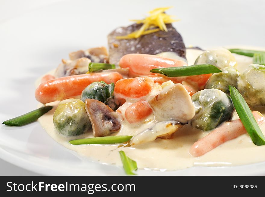Trout Fillet and Vegetable with Sauce. Trout Fillet and Vegetable with Sauce