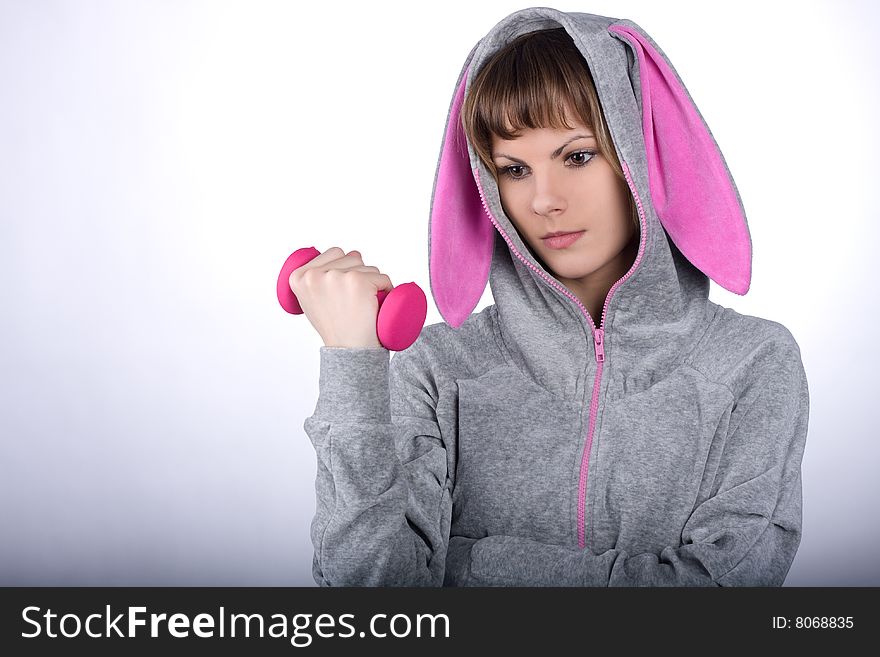 Girl With Pink Dumbbells