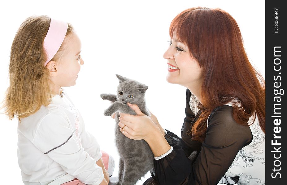 Mother And Daughter Over White