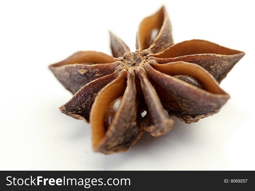 Star of anise on white background