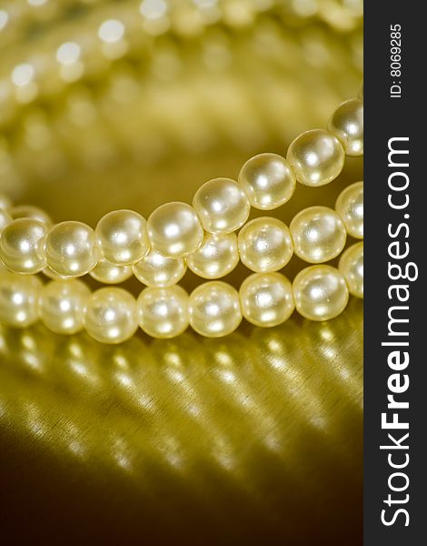 Close-up of vintage pearl bracelet