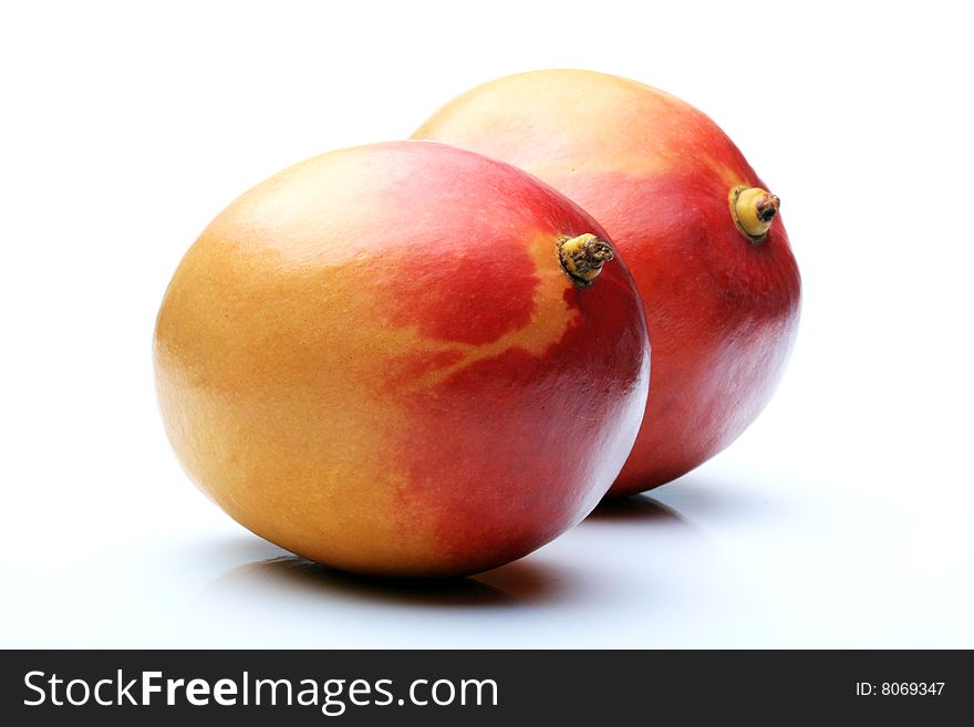 2 mango on white background