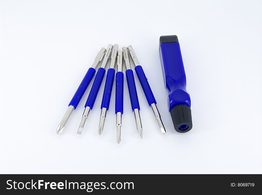 Multi-purpose screw drivers with white background