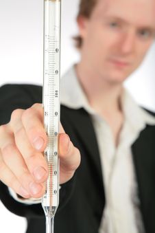 Young Man With Thermometer Stock Photo Young Man With Thermometer Stock Photo