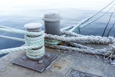 Bitts And Mooring Lines Royalty Free Stock Photo