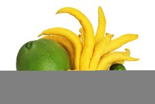 Green Grapefruit, Limes And Buddha Hand Lemon Stock Image
