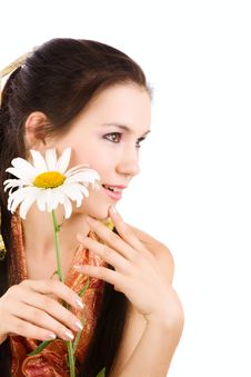 Girl With Chamomile Royalty Free Stock Image