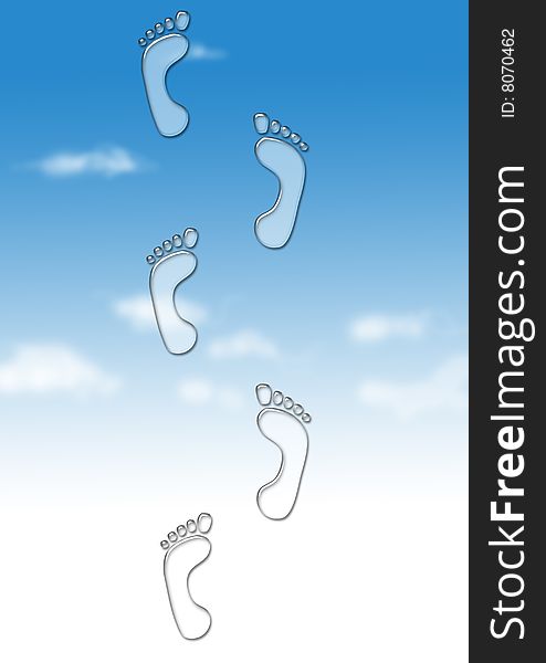 Footprint, at orchid color the background of the sky top