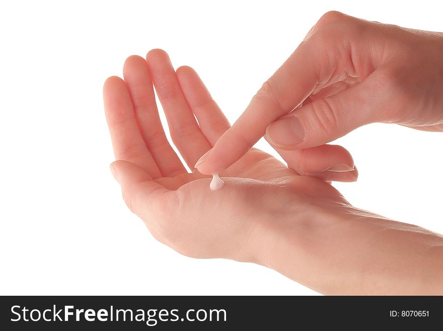 Human hands with hygiene cream