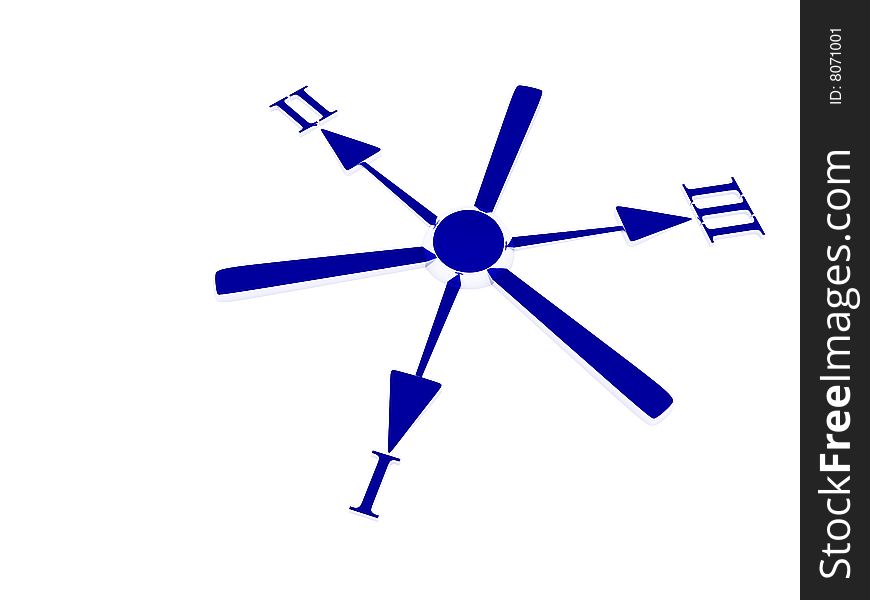 Pointers specifying directions on three different positions