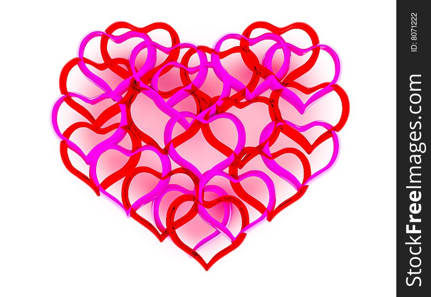 Beautiful hearts by day of sacred Valentine