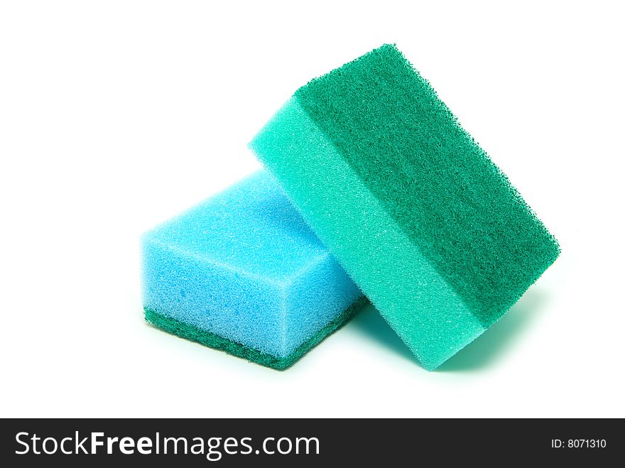 Kitchen sponges isolated on a white background