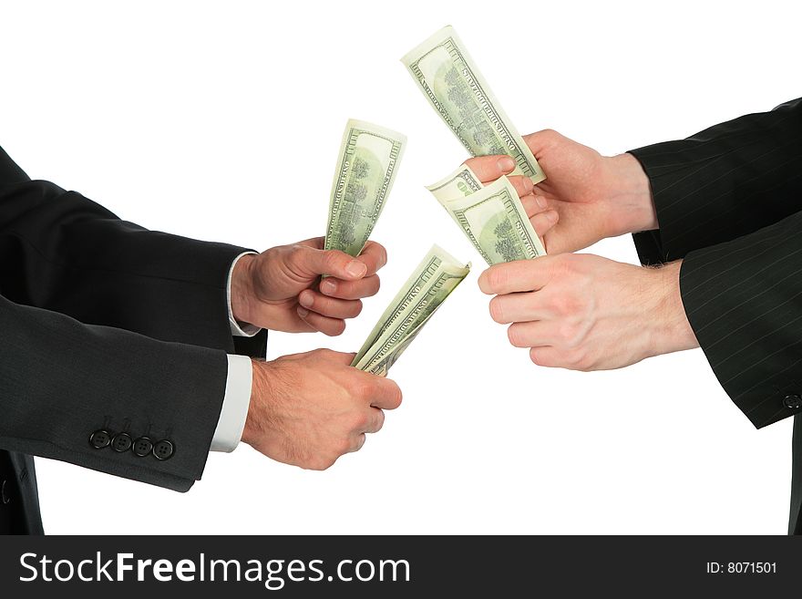 Businessmen With Dollars In Hands