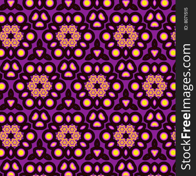 A mauve and yellow tile pattern based on triangles and hexagons with repeats of three. A mauve and yellow tile pattern based on triangles and hexagons with repeats of three.