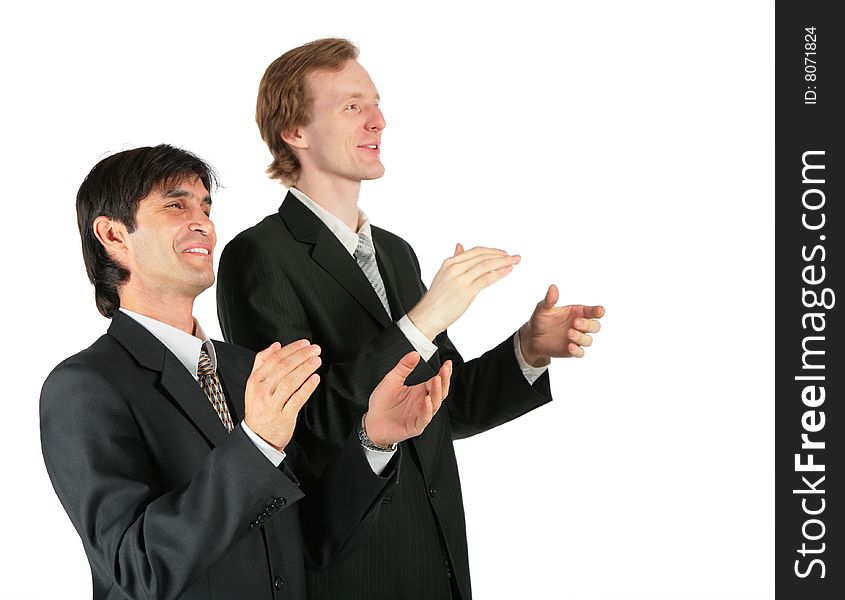 Two applauding businessmen
