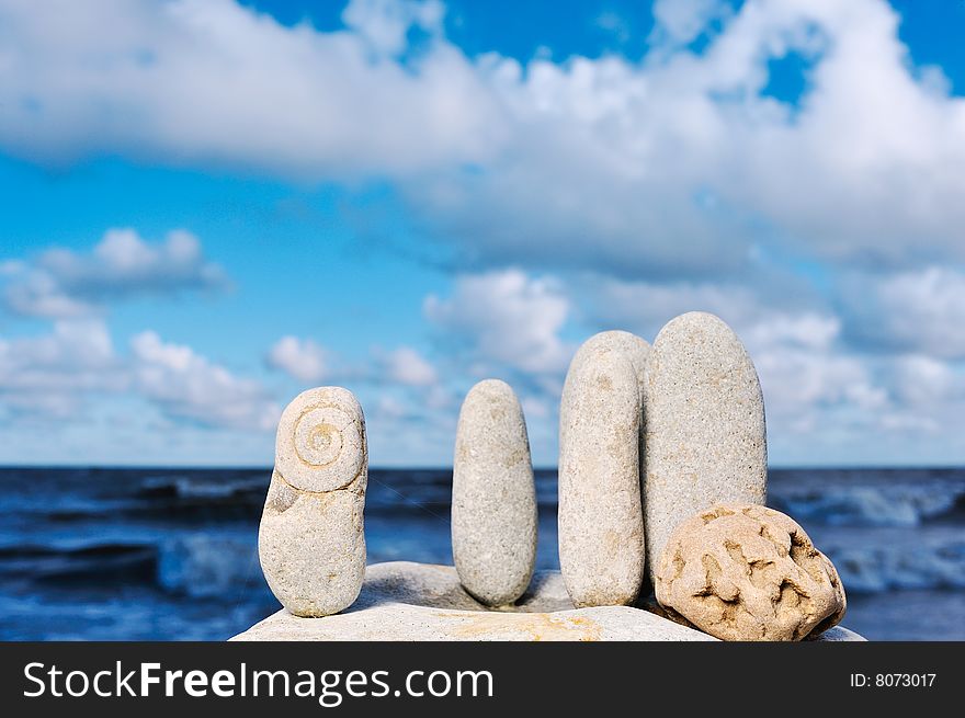 Sea pebble and round stone on a beach. Sea pebble and round stone on a beach