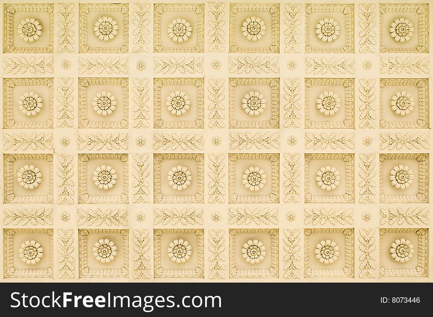 Architecture decoration for background. Flowers on ceiling