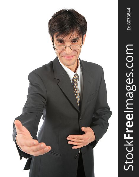 Businessman with stretched hand