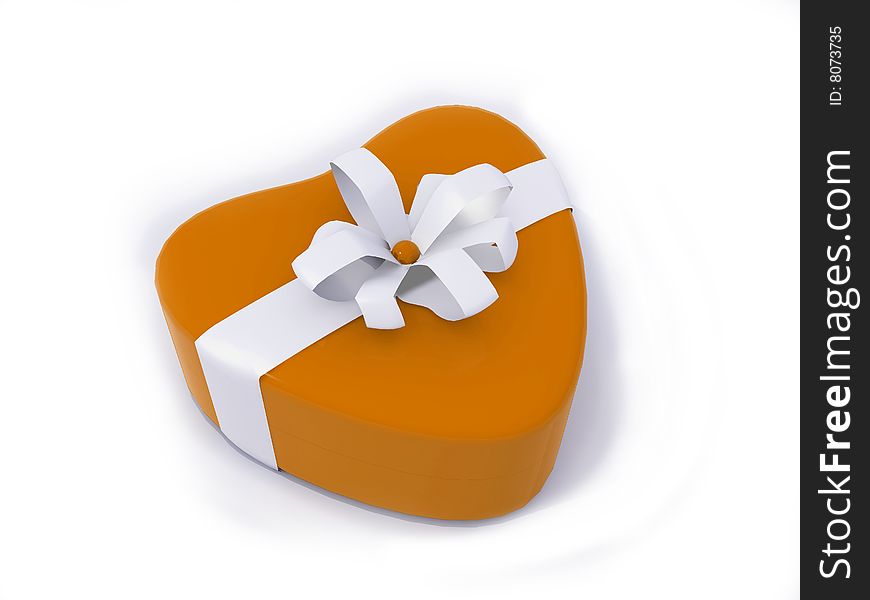 Heart shaped present box with ribbon. Heart shaped present box with ribbon