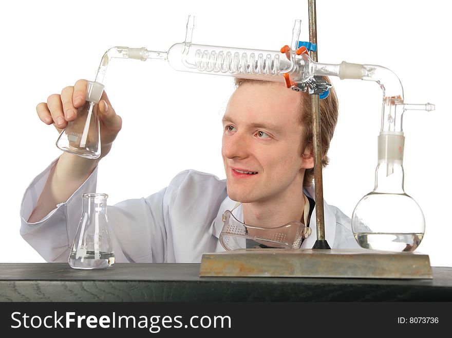 Chemist Does Experiment