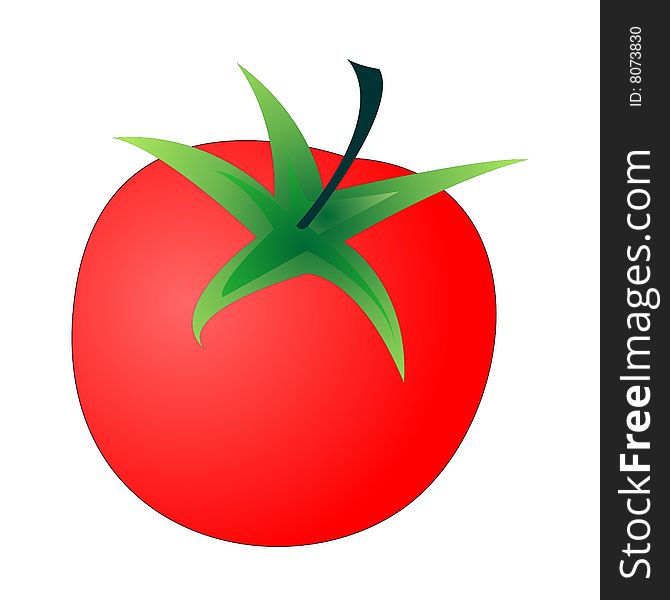 Red tomato on white background. Abstract illustration