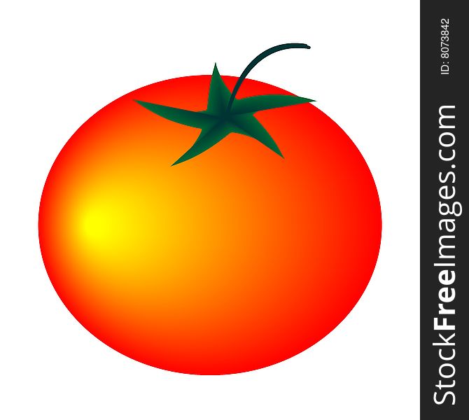 Ripe bright tomato isolated on a white background. Abstract illustration. Ripe bright tomato isolated on a white background. Abstract illustration.