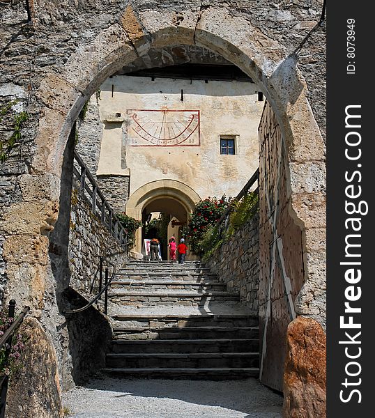 Arched entrance to the medieval Mauterndorf castle near Salzburg, Austria. Arched entrance to the medieval Mauterndorf castle near Salzburg, Austria