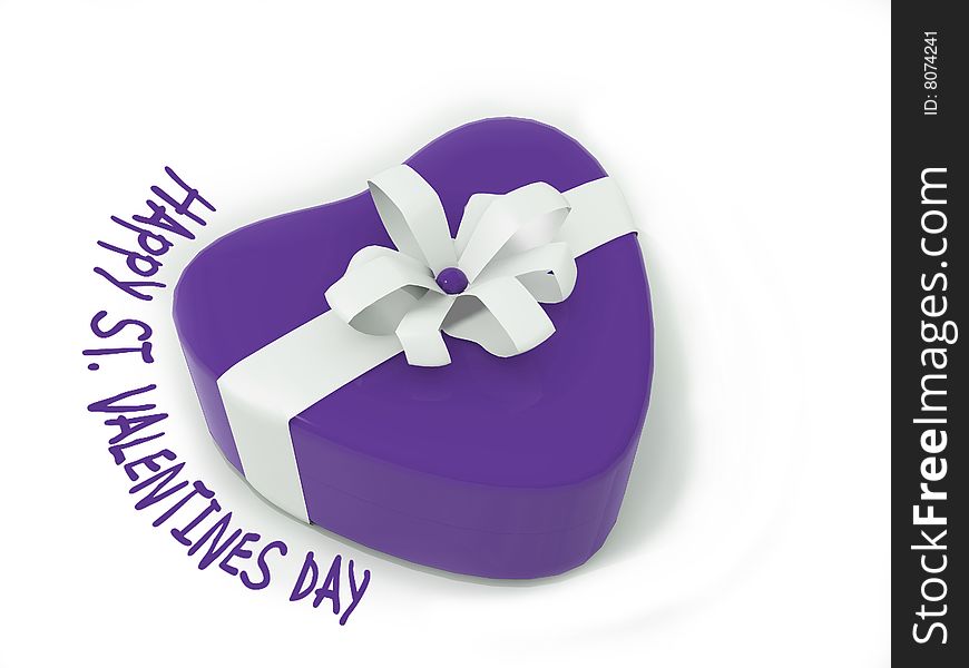 Heart shaped present box with ribbon. Heart shaped present box with ribbon