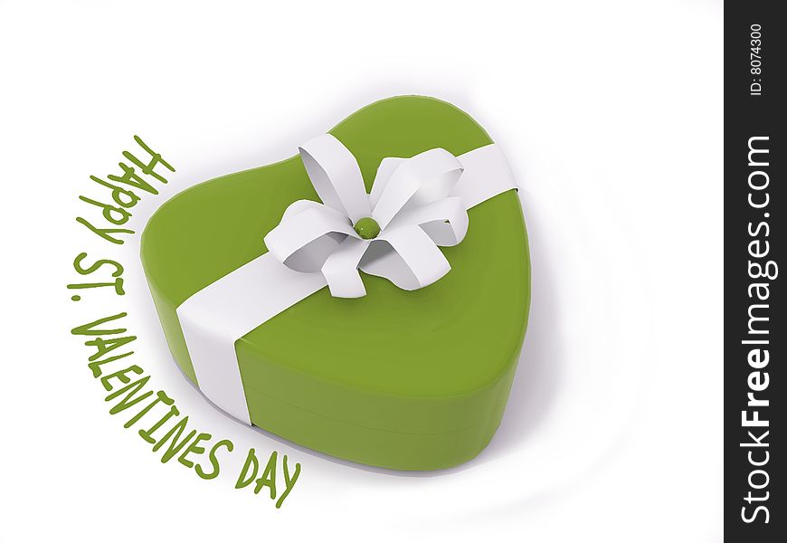 Heart shaped present box with ribbon. Heart shaped present box with ribbon