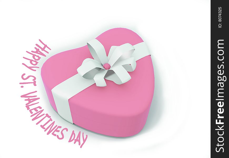 Heart shaped present box with ribbon. Heart shaped present box with ribbon