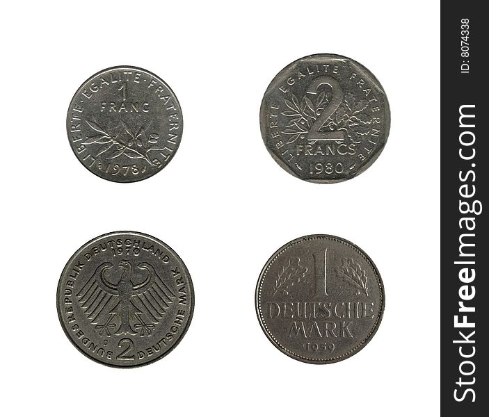 Four european coins off course