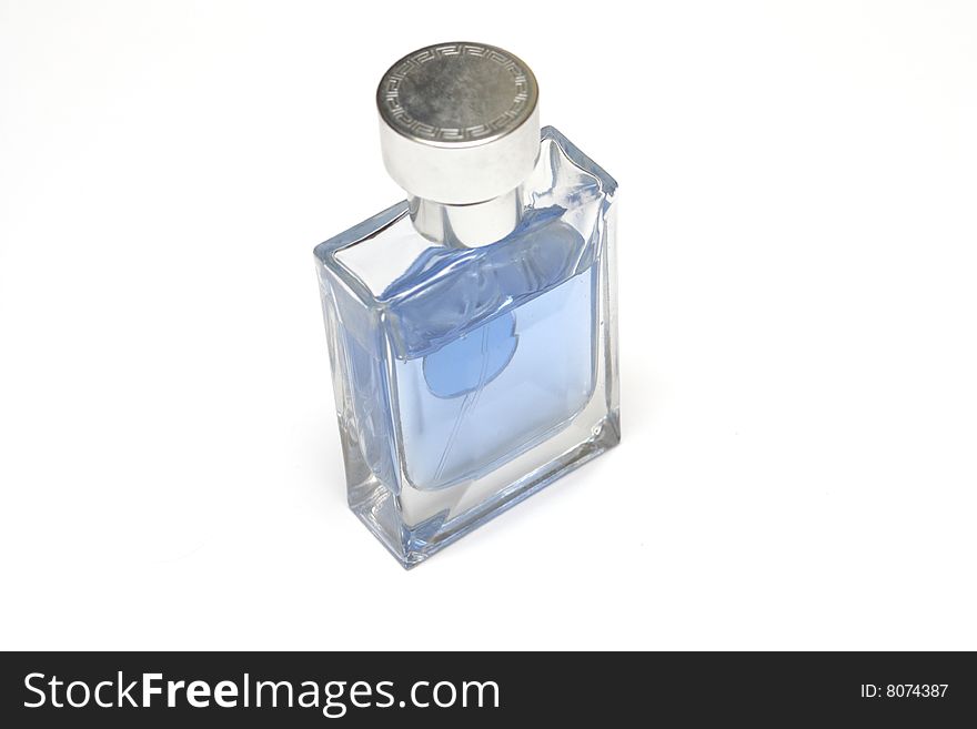 A stylish perfume bottle  on a white background