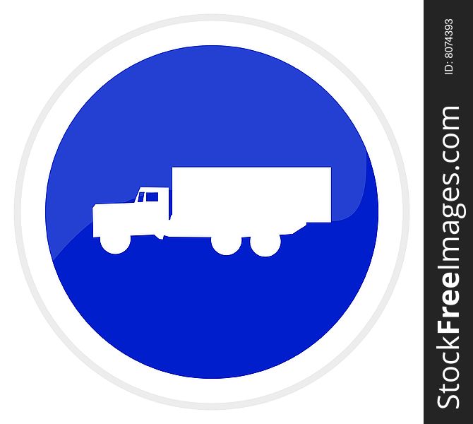 White truck blue web button. White truck blue web button