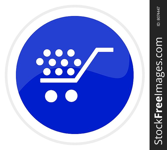 Shopping cart blue web button. Shopping cart blue web button