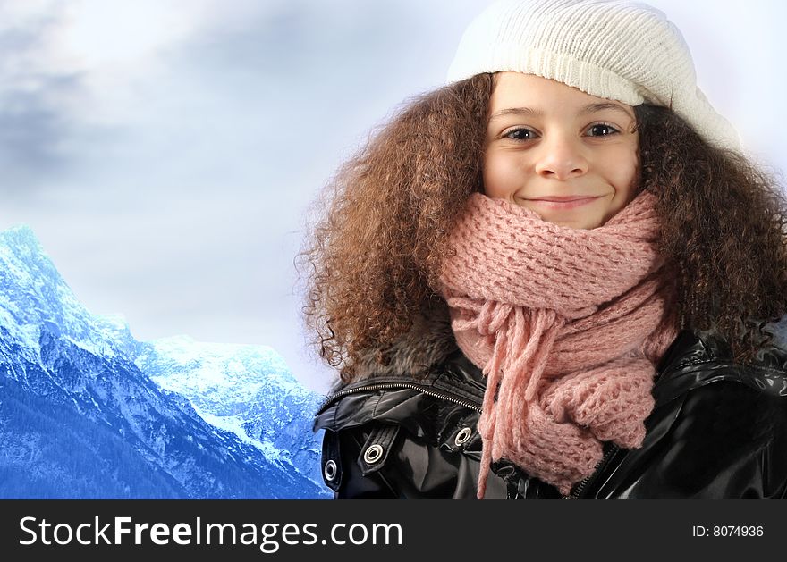 Portrait of a young teen on the mountain background. Portrait of a young teen on the mountain background