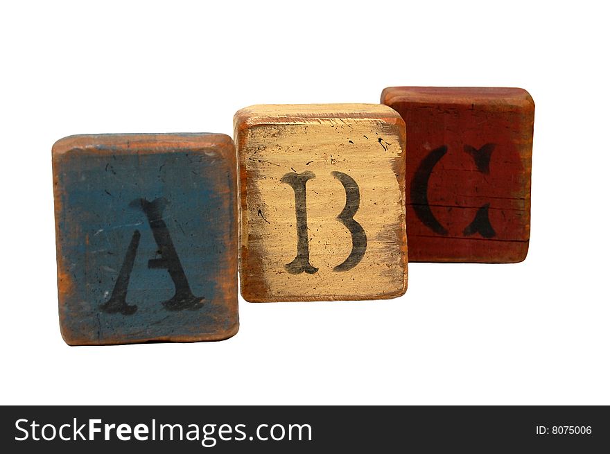 A,B, and C blocks isolated on white background.