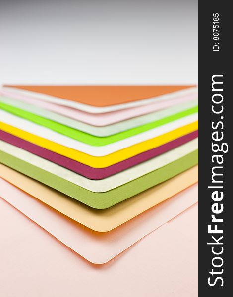 Detail of a stack of colorful envelopes. Detail of a stack of colorful envelopes.