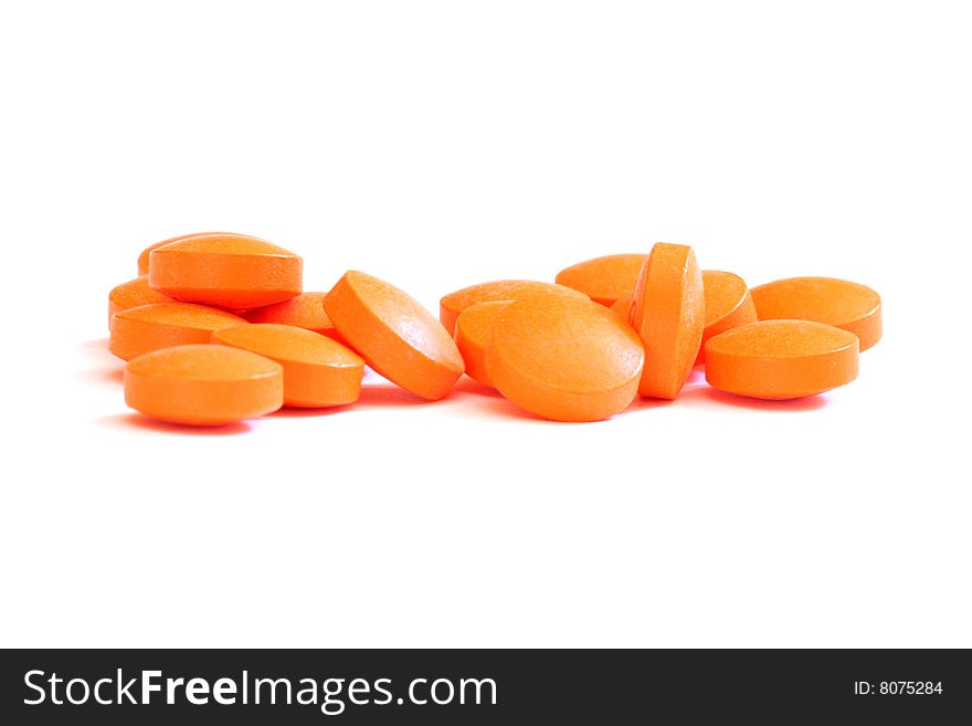 Close-up of orange group of pills. Close-up of orange group of pills