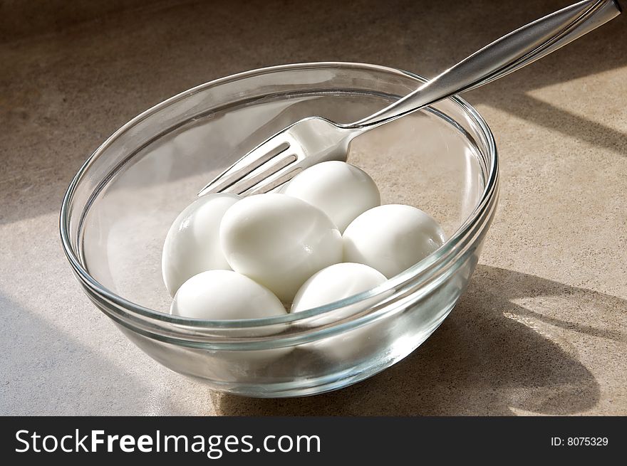 Hard boiled eggs in a bowl