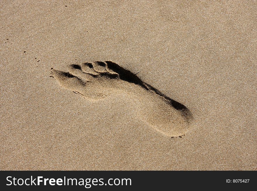 Shot of a footprint in a beach in Knysna - South Africa. Shot of a footprint in a beach in Knysna - South Africa