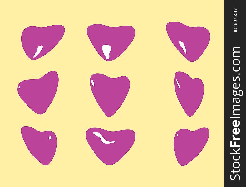 Set of hearts in different positions on a homogeneous background. Set of hearts in different positions on a homogeneous background