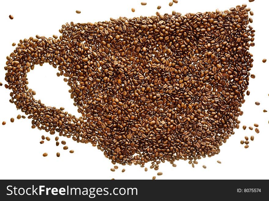 Coffee Beans (like a coffee mug) isolated on white. Coffee Beans (like a coffee mug) isolated on white.