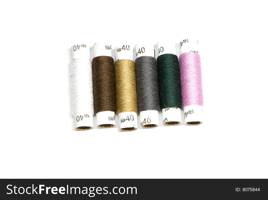 Object on white - sewing cotton rolls. Object on white - sewing cotton rolls