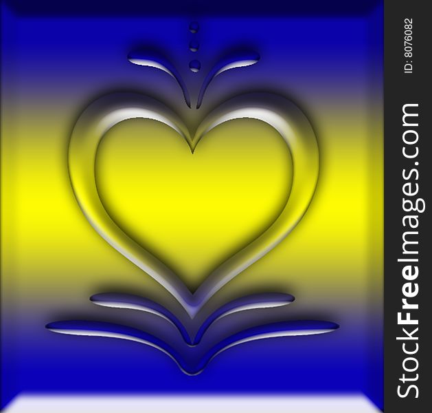 Cool heart is combined with two oposite colors, blue and yellow, showing the glory of love wth its two sides