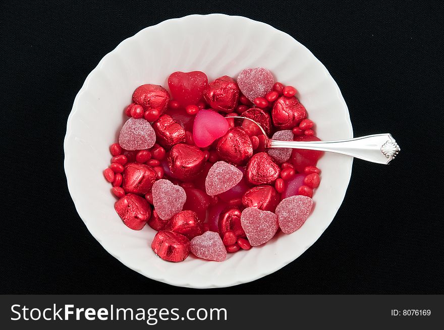 Mixed red candies for a Valentines breakfast. Mixed red candies for a Valentines breakfast.