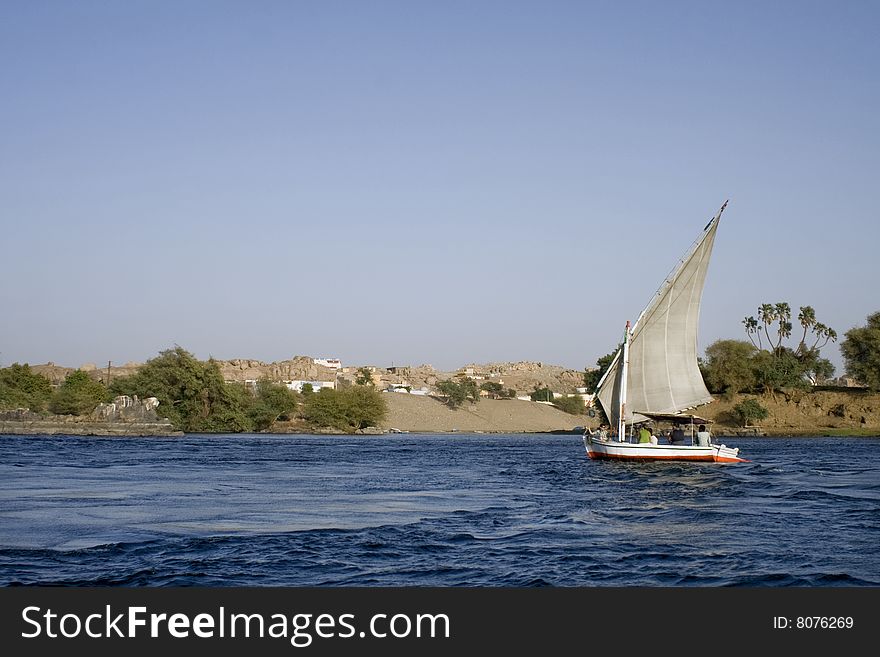 Felluca o the Nile river