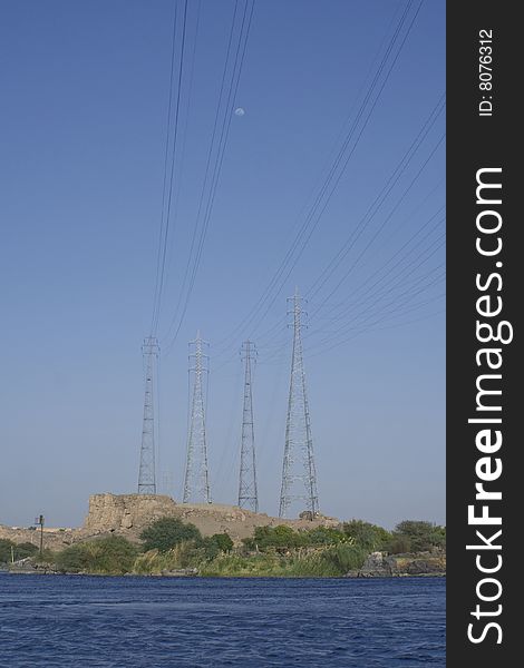 Power line over Nile river