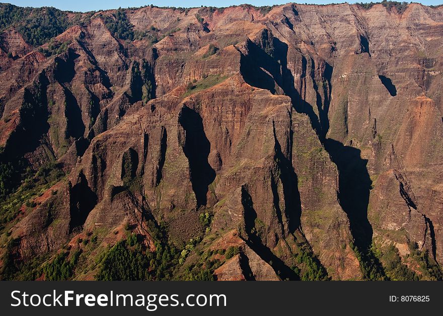 Waimea Canyon On Kauai In The Sunlight