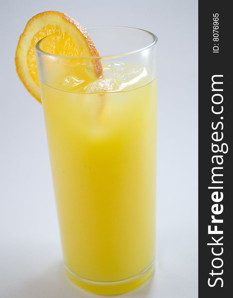 Fruit juice with slice and ice blocks. Fruit juice with slice and ice blocks