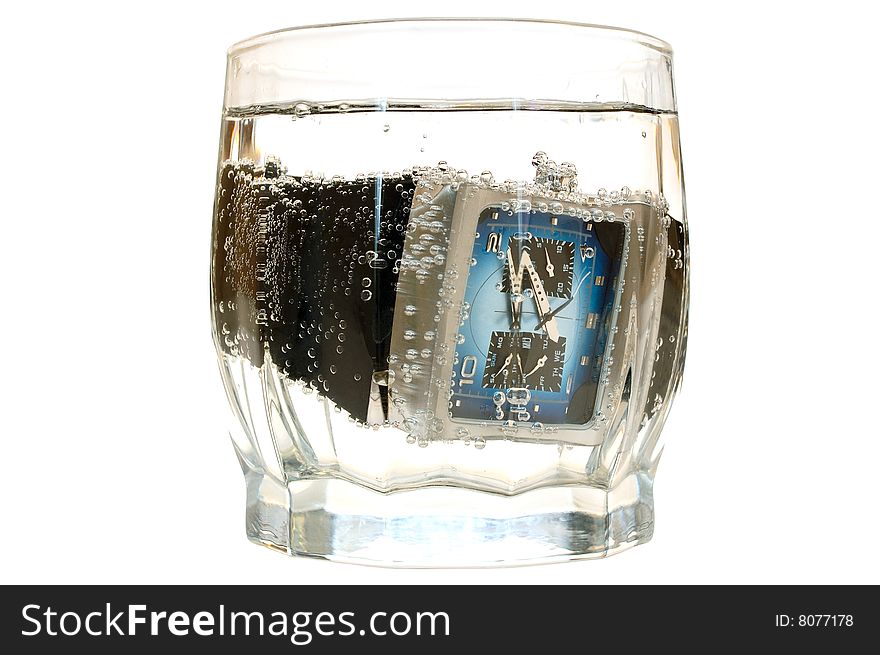 Waterproof Watch In Glass With Water.